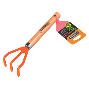 Ancinho Metálico com 3 Dentes para Jardinagem Tramontina com Cabo de Madeira